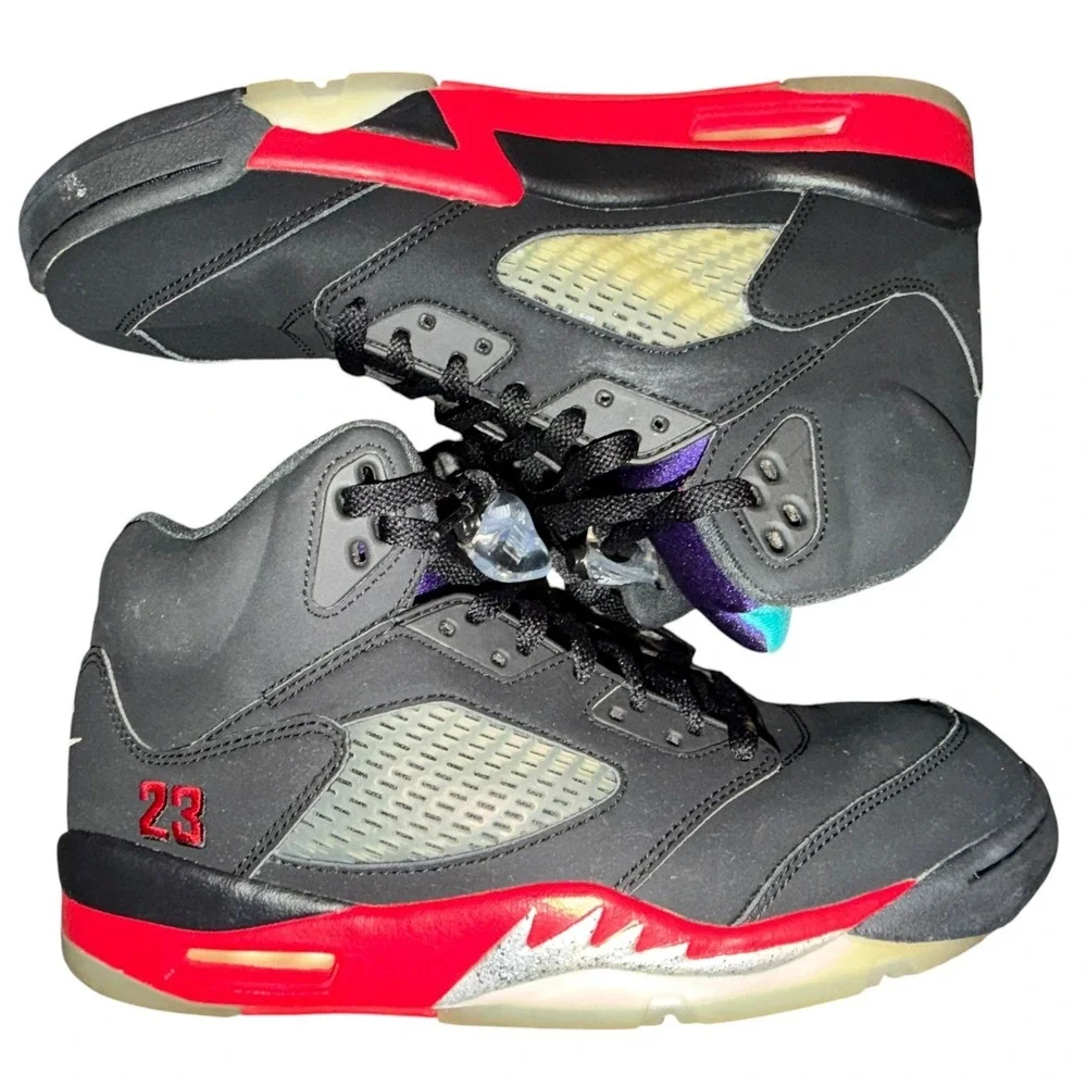 Nike Air Jordan 5 Retro Top 3 Black Fire Red Grape CZ1786-001 Mens Size 10